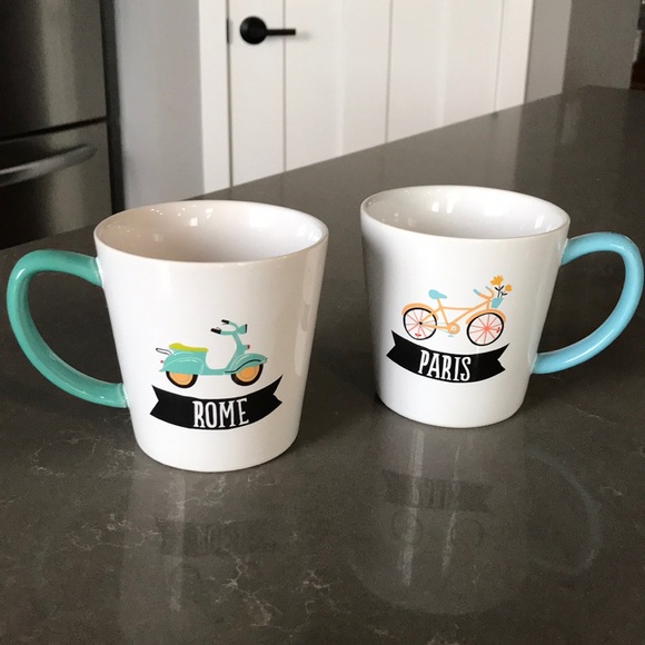 Cute Paris & Rome Mugs Good Condition